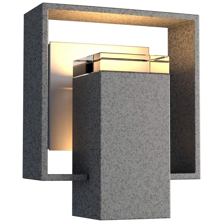 Image 1 Shadow Box Small Outdoor Sconce - Iron Finish - Steel Accents - Clear Glass