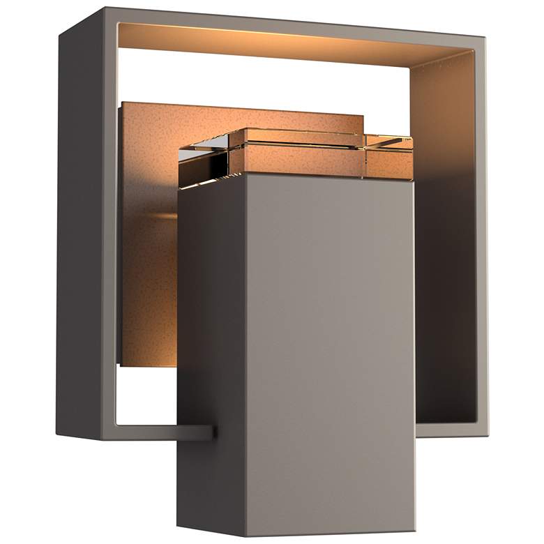 Image 1 Shadow Box Small Outdoor Sconce - Smoke - Bronze Accents - Clear Glass