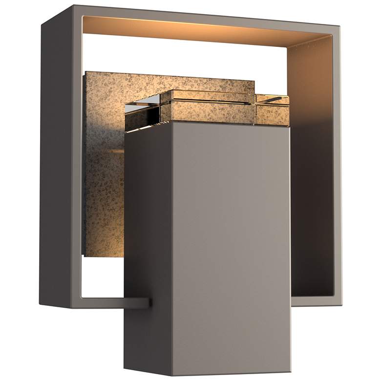 Image 1 Shadow Box Small Outdoor Sconce - Smoke Finish - Iron Accents - Clear Glass