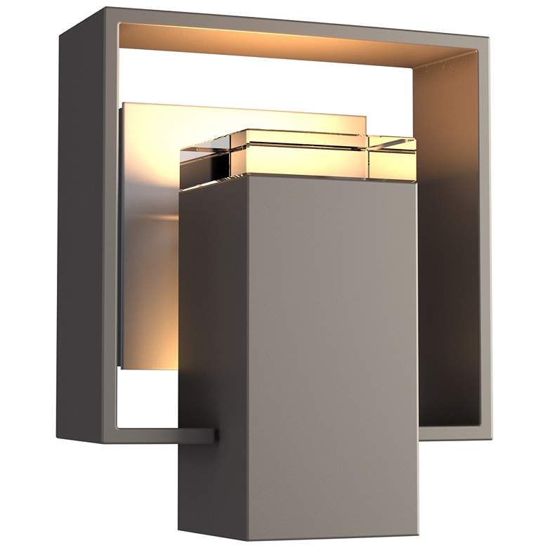 Image 1 Shadow Box Small Outdoor Sconce - Smoke - Steel Accents - Clear Glass