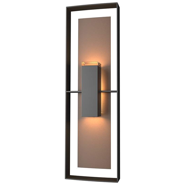Image 1 Shadow Box Tall Outdoor Sconce - Black - Bronze Accents - Clear Glass