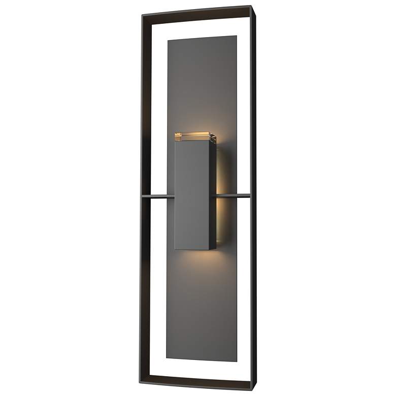 Image 1 Shadow Box Tall Outdoor Sconce - Black Finish - Black Accents - Clear Glass