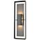 Shadow Box Tall Outdoor Sconce - Black Finish - Iron Accents - Clear Glass