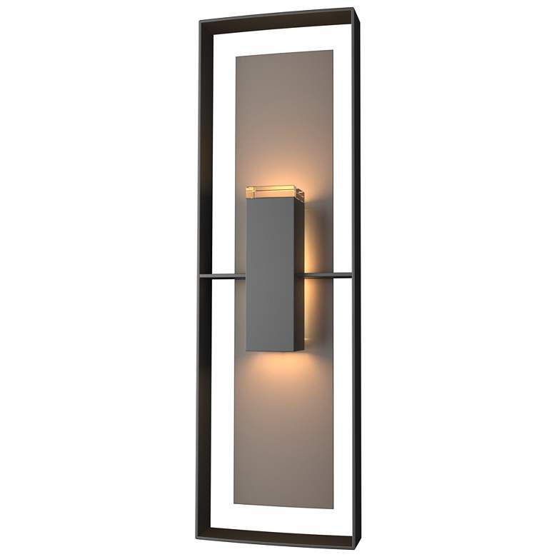 Image 1 Shadow Box Tall Outdoor Sconce - Black Finish - Smoke Accents - Clear Glass