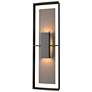 Shadow Box Tall Outdoor Sconce - Black Finish - Smoke Accents - Clear Glass