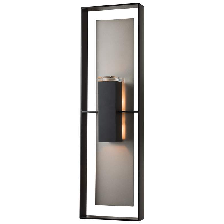 Image 1 Shadow Box Tall Outdoor Sconce - Black Finish - Steel Accents - Clear Glass