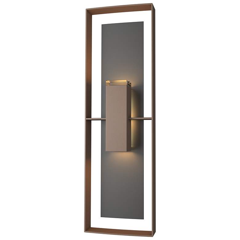 Image 1 Shadow Box Tall Outdoor Sconce - Bronze - Black Accents - Clear Glass