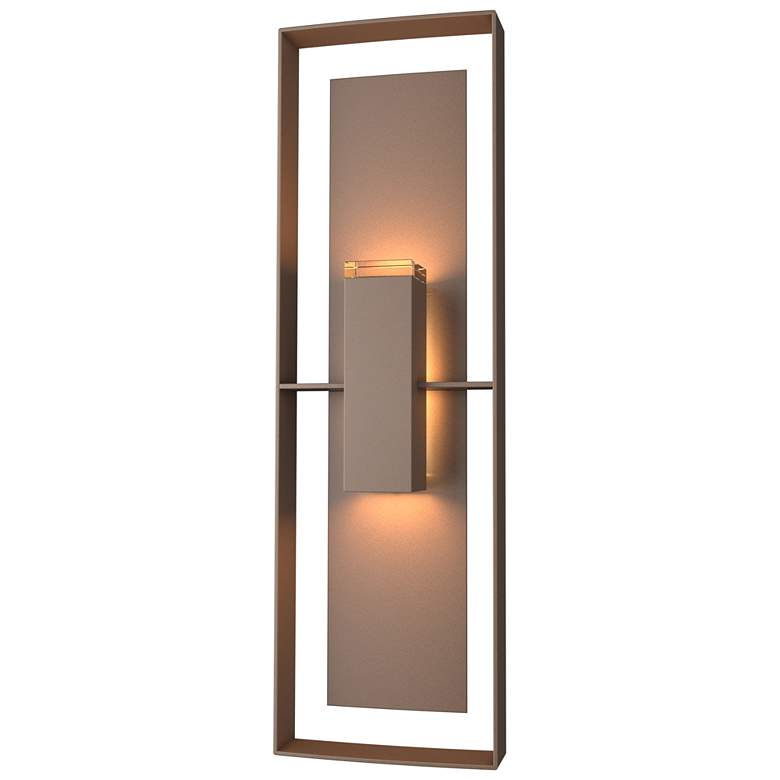 Image 1 Shadow Box Tall Outdoor Sconce - Bronze - Bronze Accents - Clear Glass