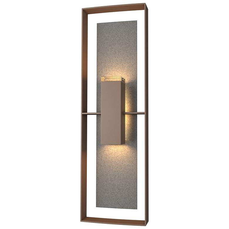 Image 1 Shadow Box Tall Outdoor Sconce - Bronze Finish - Iron Accents - Clear Glass