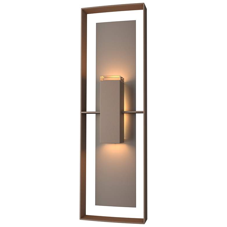 Image 1 Shadow Box Tall Outdoor Sconce - Bronze - Smoke Accents - Clear Glass