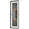 Shadow Box Tall Outdoor Sconce - Iron Finish - Black Accents - Clear Glass