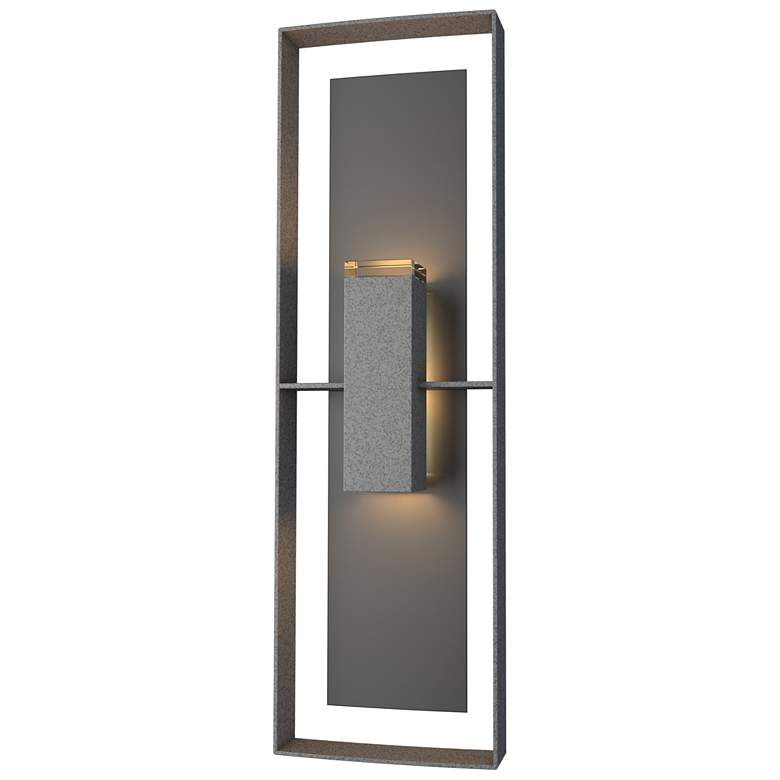 Image 1 Shadow Box Tall Outdoor Sconce - Iron Finish - Black Accents - Clear Glass