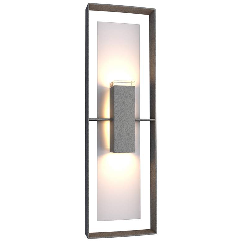 Image 1 Shadow Box Tall Outdoor Sconce - Iron Finish - Steel Accents - Clear Glass