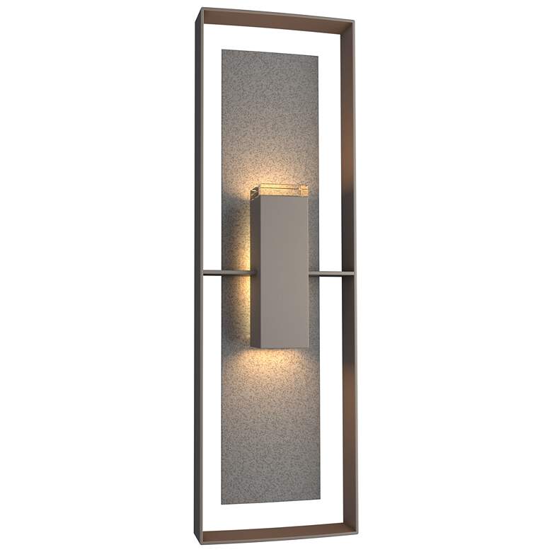 Image 1 Shadow Box Tall Outdoor Sconce - Smoke Finish - Iron Accents - Clear Glass