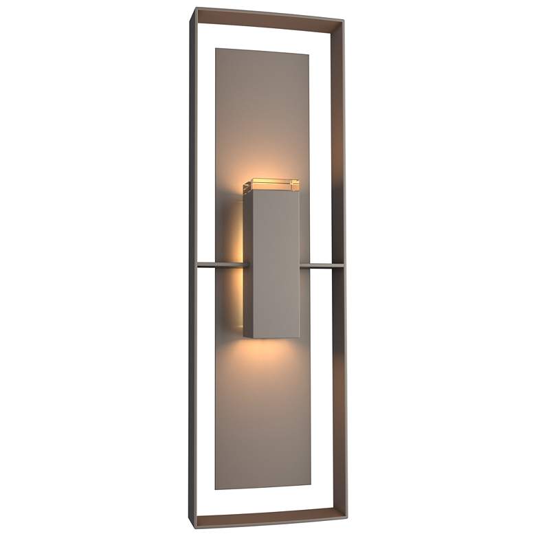 Image 1 Shadow Box Tall Outdoor Sconce - Smoke Finish - Smoke Accents - Clear Glass