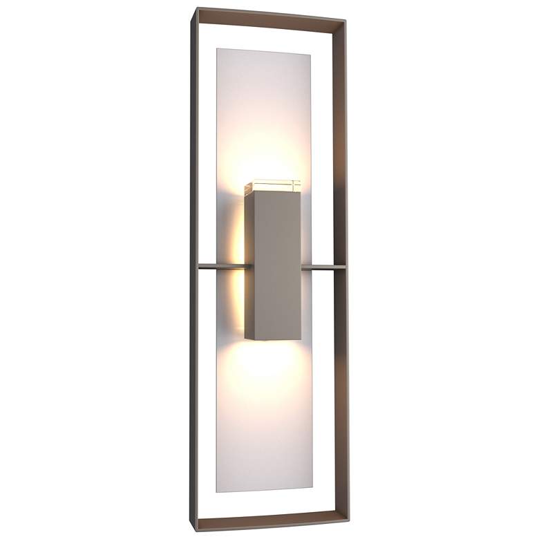 Image 1 Shadow Box Tall Outdoor Sconce - Smoke Finish - Steel Accents - Clear Glass