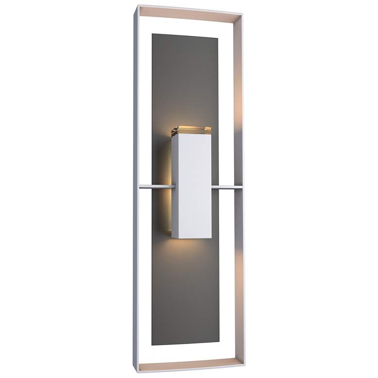 Image 1 Shadow Box Tall Outdoor Sconce - Steel Finish - Black Accents - Clear Glass
