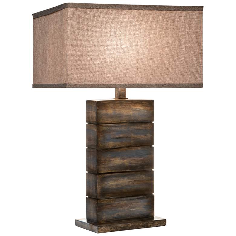 Image 1 Shadow Creek 29 inch Seal Blue Rock Hydrocal Rustic Table Lamp