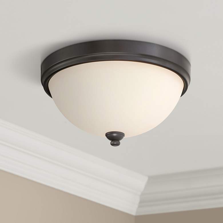 Image 1 Shadow Glen 15" Wide Round Castle Bronze Ceiling Light