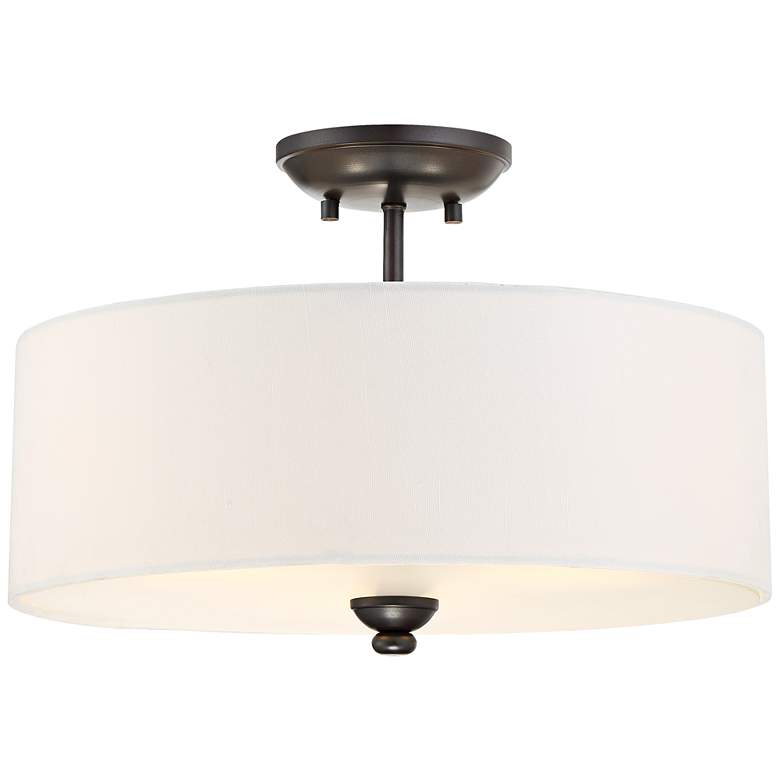 Image 2 Shadow Glen 16 inch Wide Lathan Bronze Ceiling Light
