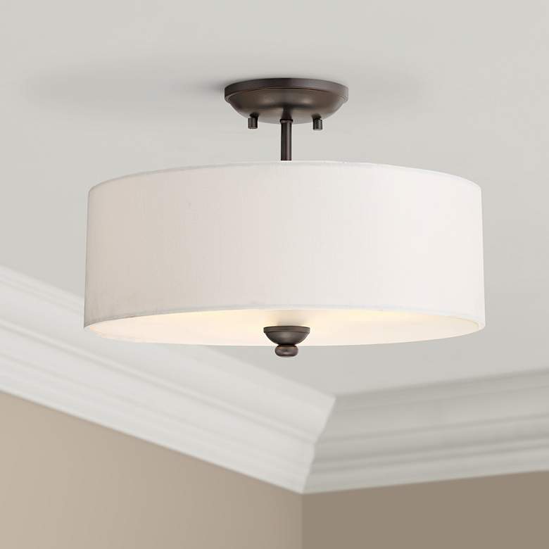 Image 1 Shadow Glen 16 inch Wide Lathan Bronze Ceiling Light