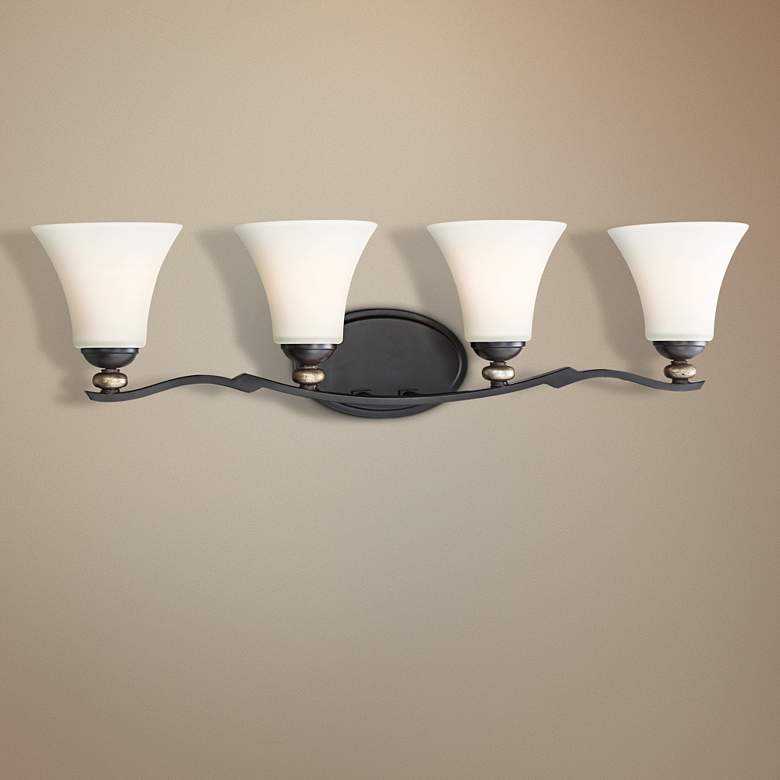 Image 1 Shadow Glen 31 1/2" Wide Lathan Bronze 4-Light Bath Light