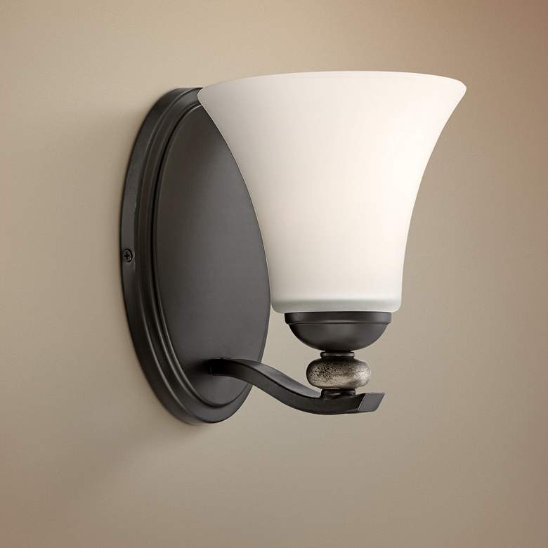 Image 1 Shadow Glen 8" High Lathan Bronze Wall Sconce