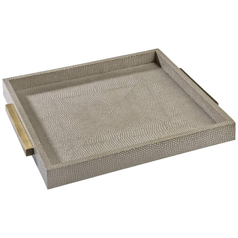 Image 1 Shagreen 13" Wide Ivory-Gray Modern Luxe Serving Tray