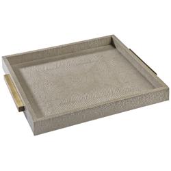 Shagreen 13&quot; Wide Ivory-Gray Modern Luxe Serving Tray