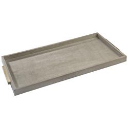 Shagreen 25&quot; Wide Ivory-Gray Modern Luxe Serving Tray