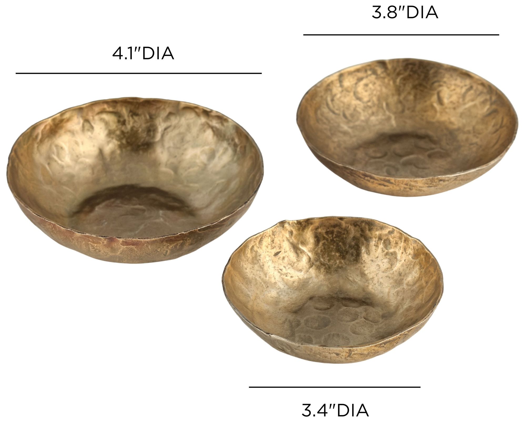 Shah Hammered Iron Catchall Round Bowls - Set of 3