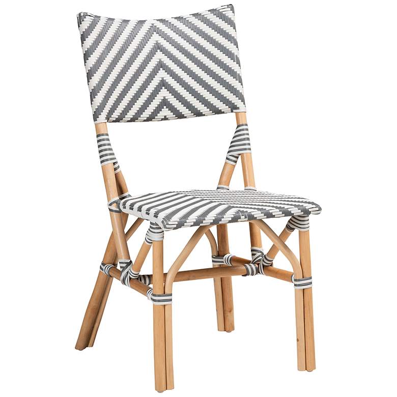 Image 2 Shai Gray and White Woven Rattan French Bistro Chair