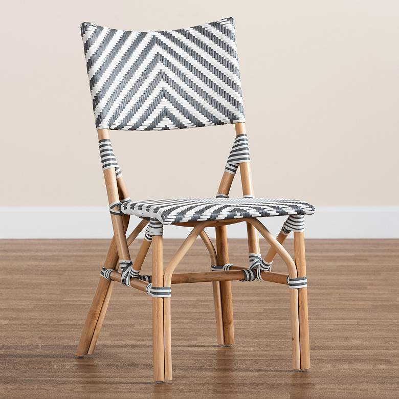 Image 1 Shai Gray and White Woven Rattan French Bistro Chair