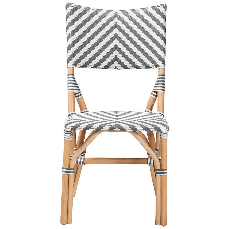 Image 6 Shai Gray and White Woven Rattan French Bistro Chair more views
