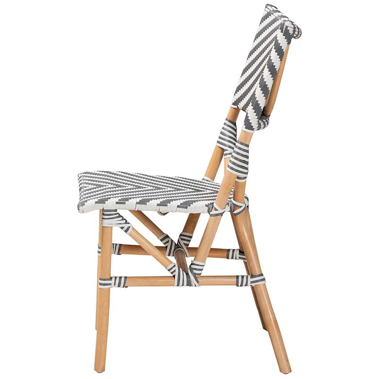 Image 7 Shai Gray and White Woven Rattan French Bistro Chair more views