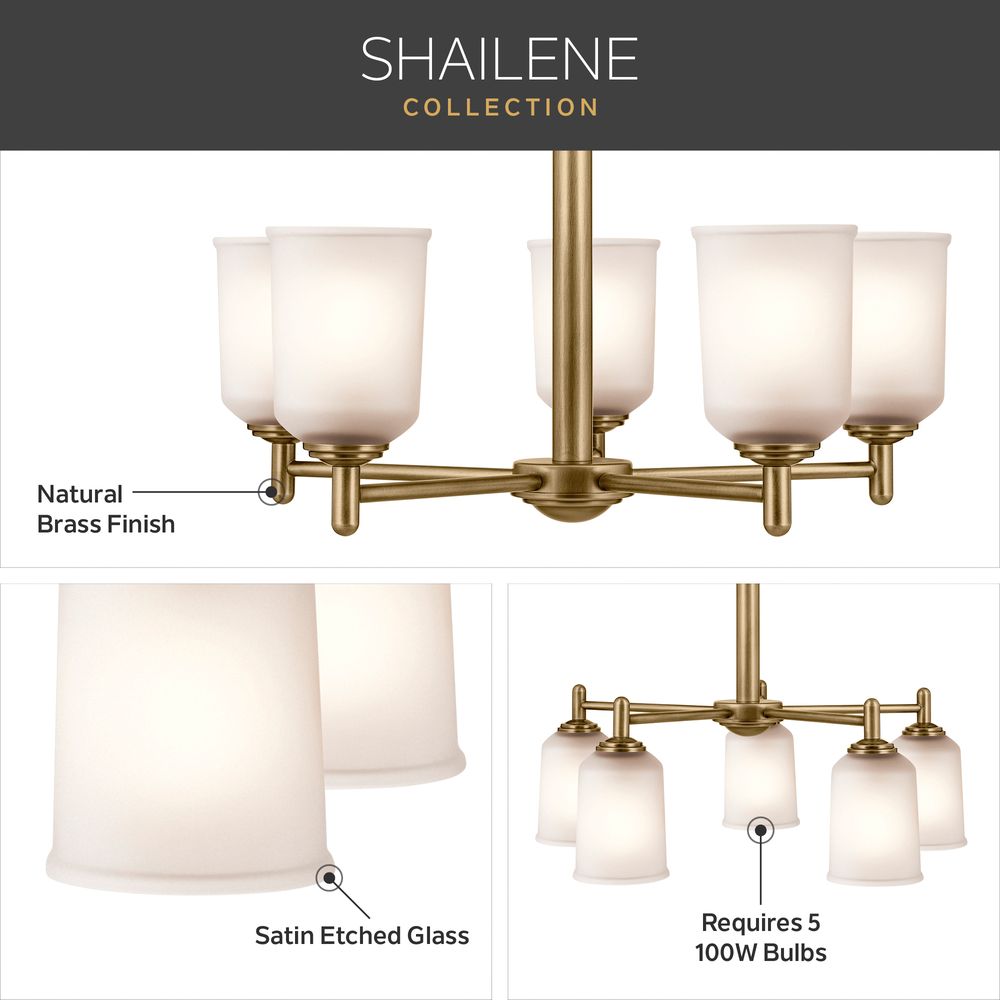 Shailene 18.5" 5-Light Chandelier in Natural Brass