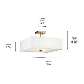 Image5 of Shailene 18" 3-Light Medium Square Semi Flush in Natural Brass more views