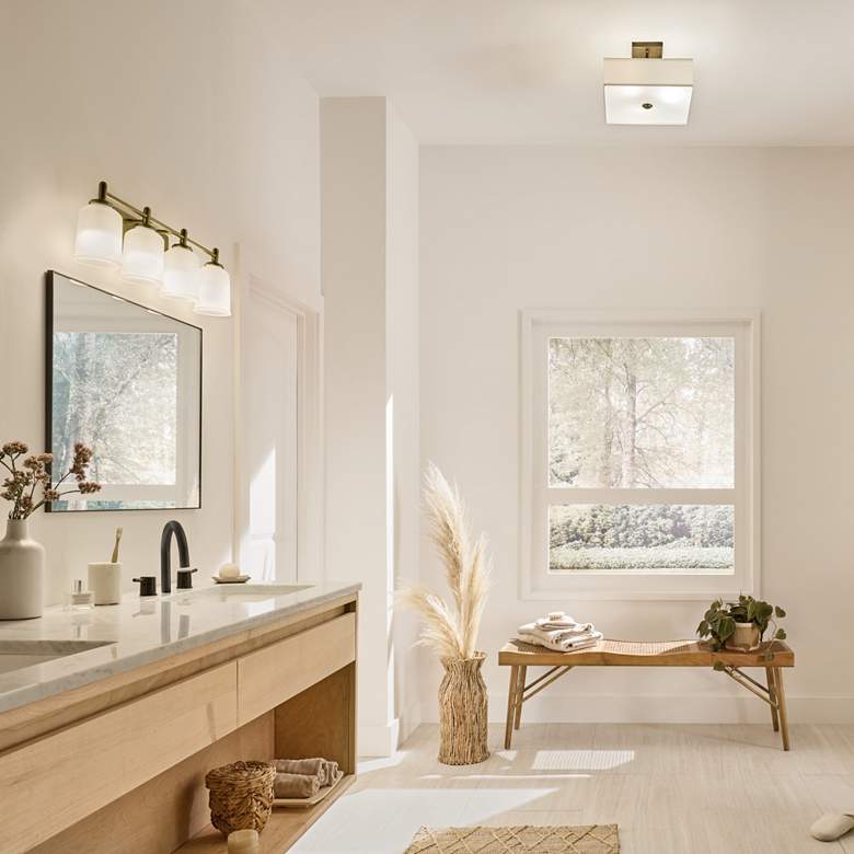 Image 6 Shailene 18" 3-Light Medium Square Semi Flush in Natural Brass more views