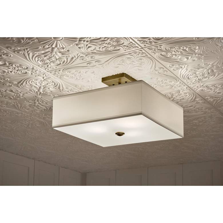 Image 7 Shailene 18" 3-Light Medium Square Semi Flush in Natural Brass more views
