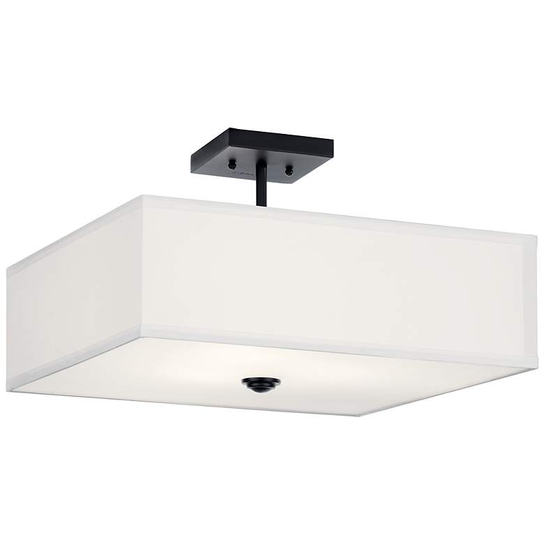 Image 2 Shailene 18in 3 Light Square Semi Flush with Satin Etched White Diffuser