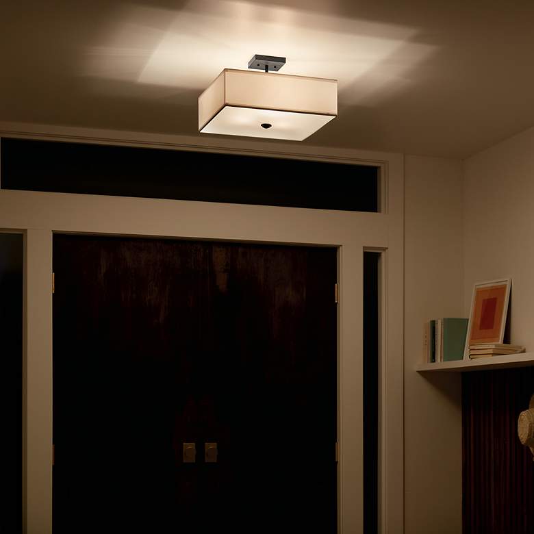 Image 5 Shailene 18in 3 Light Square Semi Flush with Satin Etched White Diffuser more views