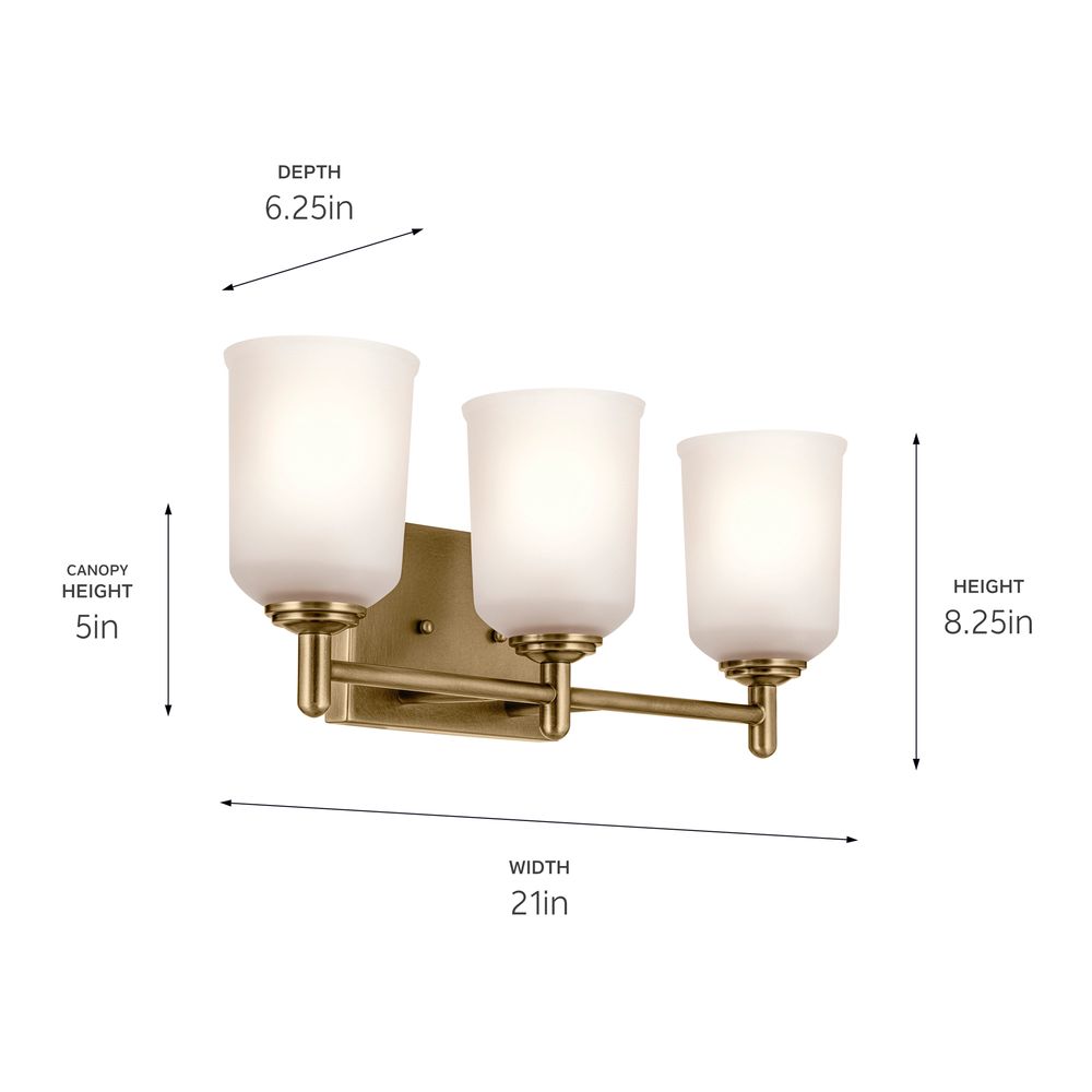 Image 6 Shailene 21" 3-Light Vanity Light in Natural Brass more views