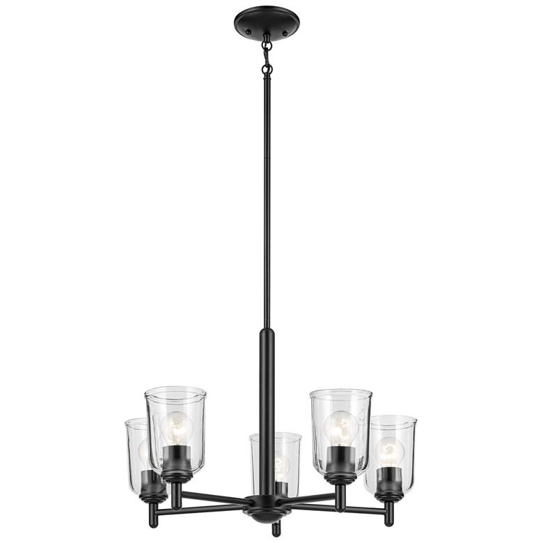 Image 1 Shailene Black Round Clear Chandelier 5Lt