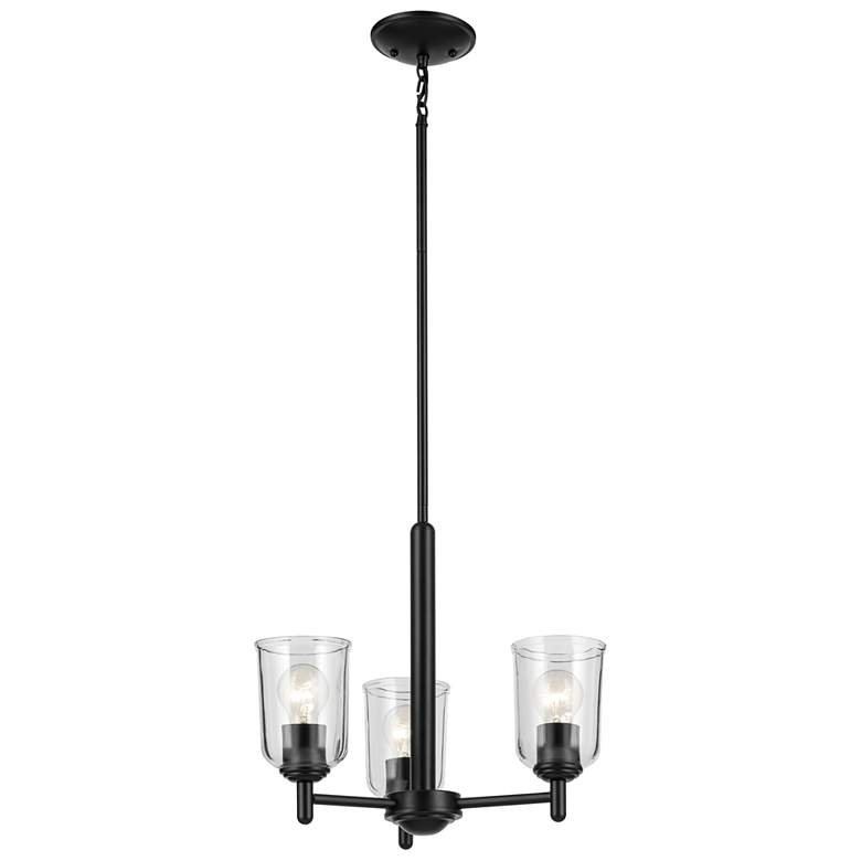 Image 1 Shailene Black Round Clear Mini Chandelier 3Lt
