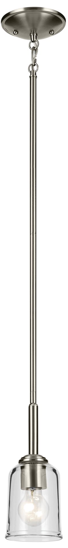 Shailene Brushed Nickel Bell Clear Mini Pendant 1Lt - #5656G Shailene Brushed Nickel Bell Clear Mini Pendant 1Lt - #5656G