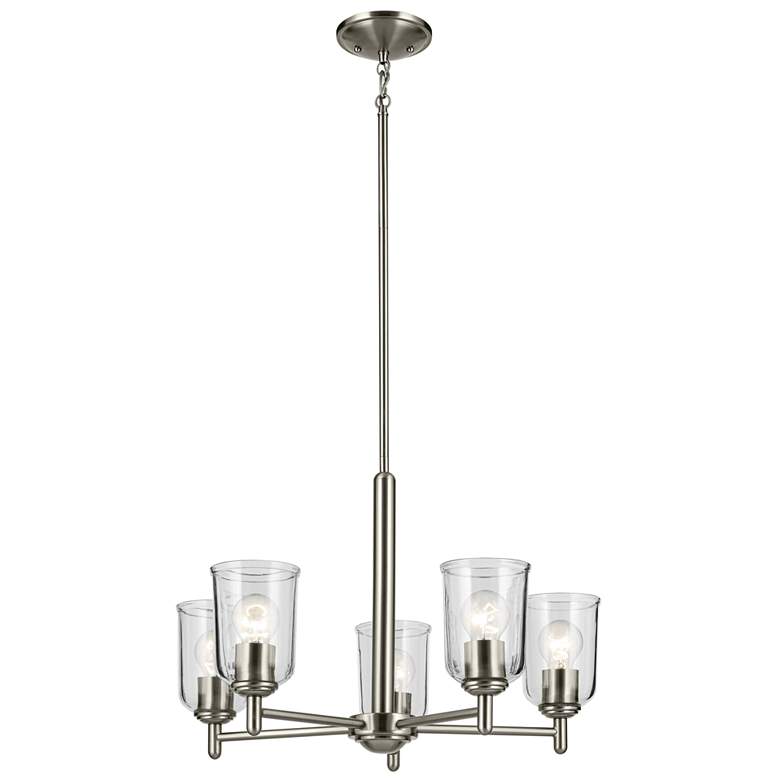 Image 1 Shailene Brushed Nickel Round Clear Chandelier 5Lt
