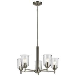 Shailene Brushed Nickel Round Clear Chandelier 5Lt