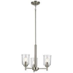Shailene Brushed Nickel Round Clear Mini Chandelier 3Lt