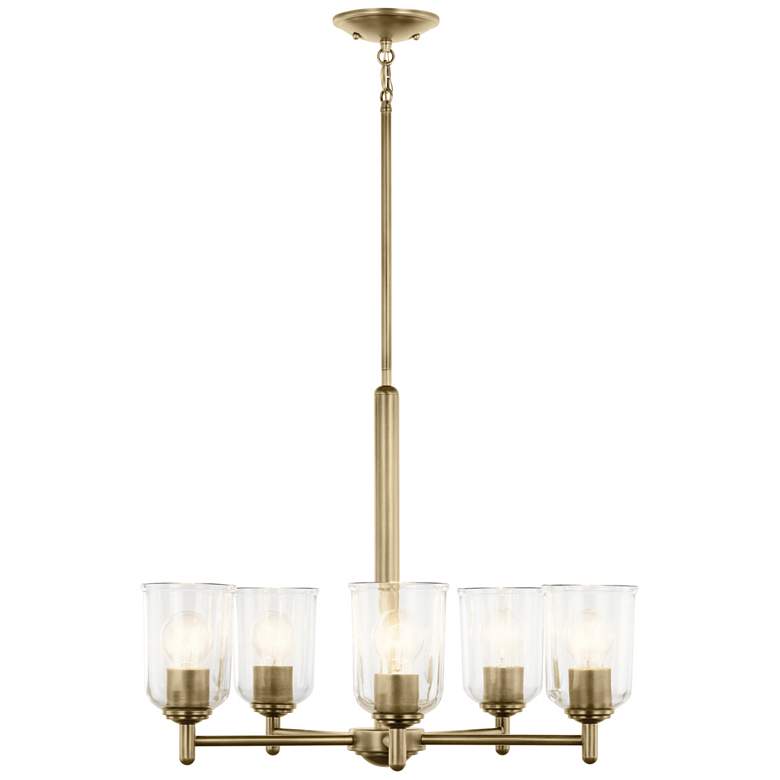 Image 1 Shailene Natural Brass Round Clear Chandelier 5Lt