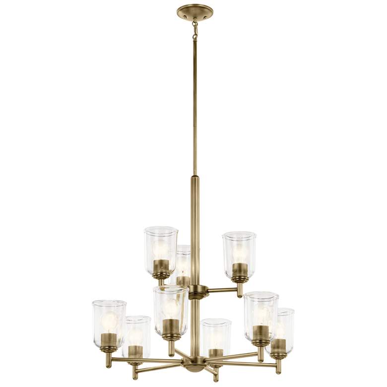 Image 1 Shailene Natural Brass Tiered Clear Chandelier 9Lt